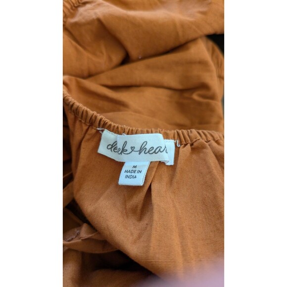 Derek Heart Milkmaid Dress Mini Brown Tiered Puff Cottagecore Peasant Prairie - Picture 6 of 10